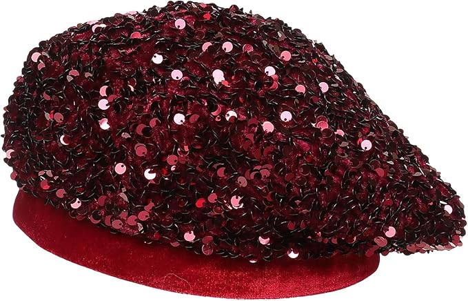 Chapeau béret à sequins- gants mitaines à sequins