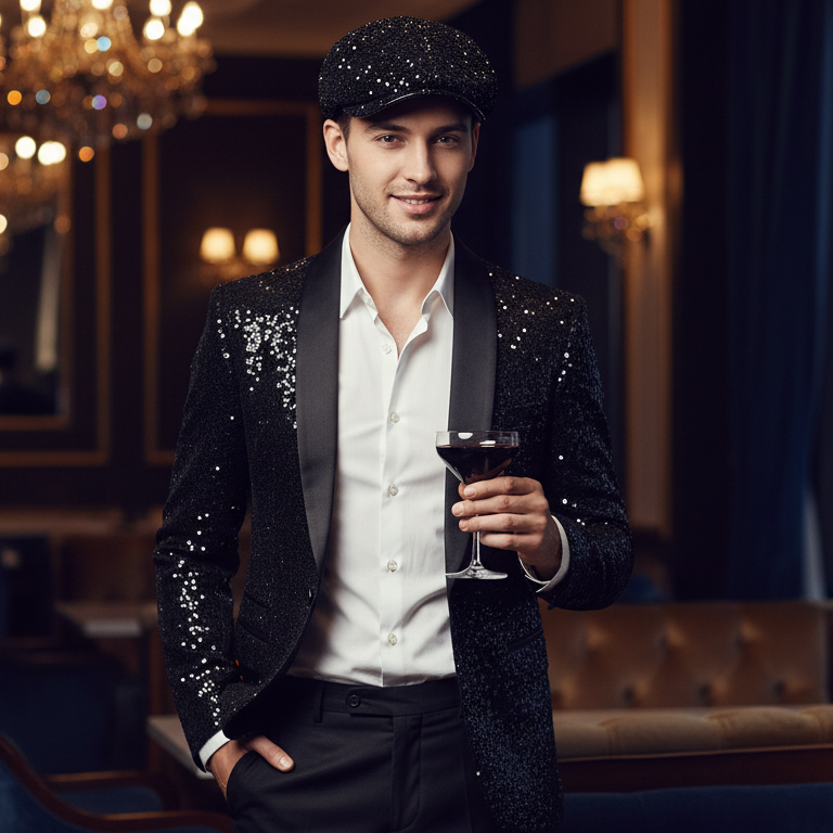 Casquette, chapeau de fête en sequins