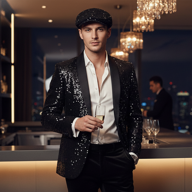 Casquette, chapeau de fête en sequins