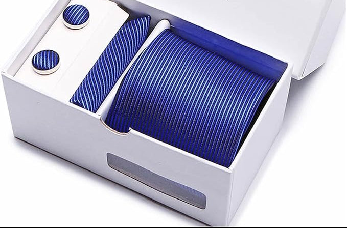 Coffret Cravate+ Boutons de manchette +Mouchoir de poche pour hommes