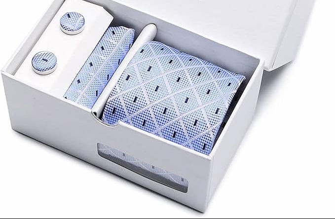 Coffret Cravate+ Boutons de manchette +Mouchoir de poche pour hommes