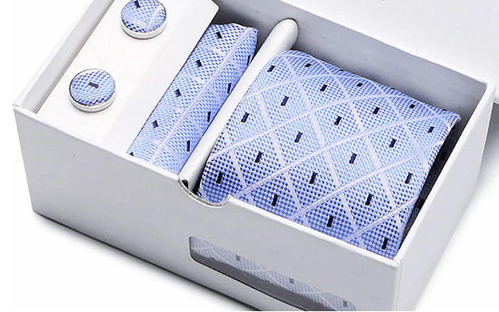 Coffret Cravate+ Boutons de manchette +Mouchoir de poche pour hommes