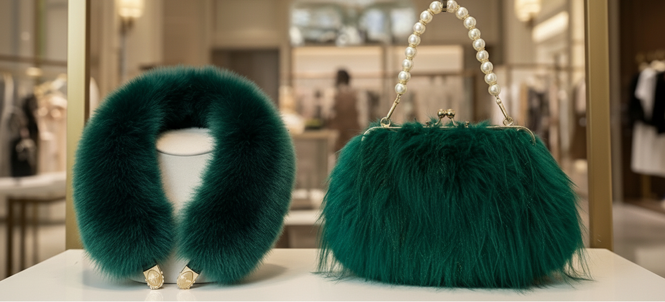 Ensemble Sac-Echarpe-Bonnet en fausse fourrure