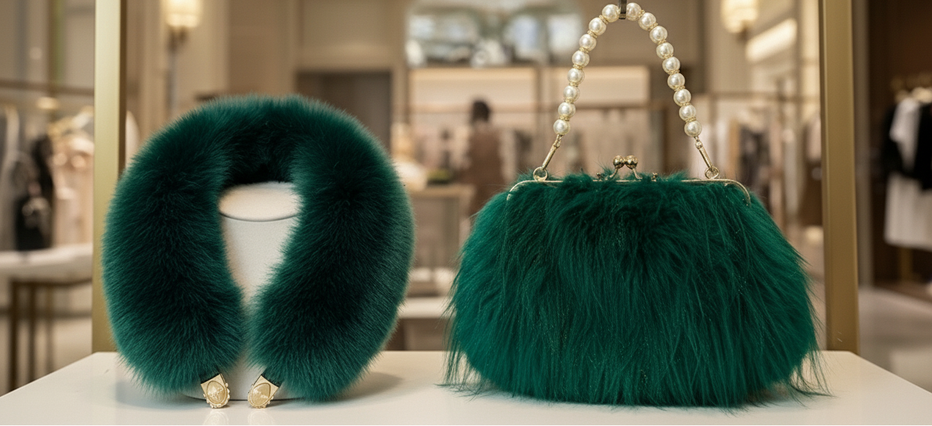 Ensemble Sac-Echarpe-Bonnet en fausse fourrure