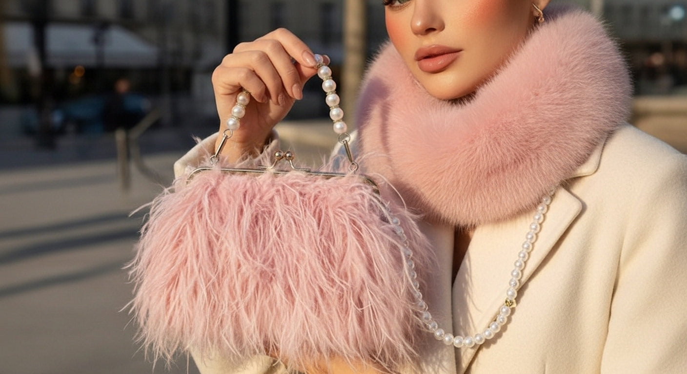 Ensemble Sac-Echarpe-Bonnet en fausse fourrure