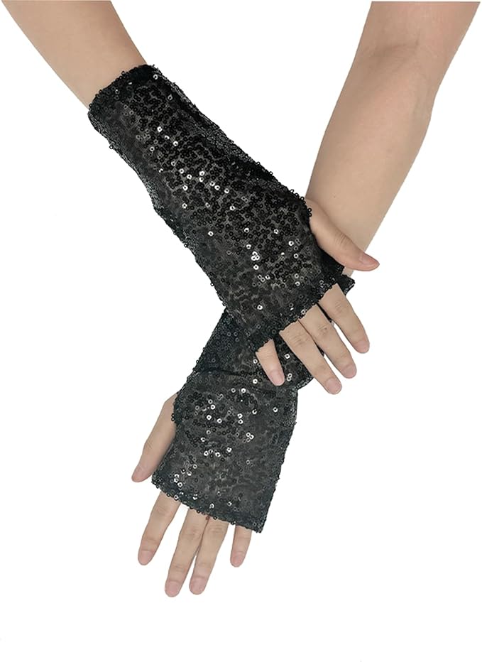 Chapeau béret à sequins- gants mitaines à sequins