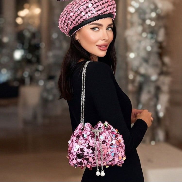 Béret et/ ou sac à main à sequins - La boutique son altesse